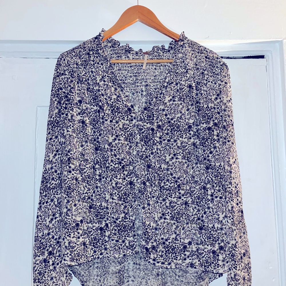 Free People Silk Peasant Blouse, size M